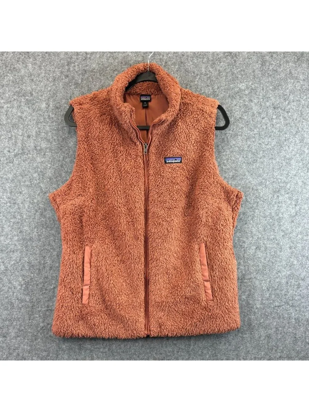 Patagonia Los Gatos Womens XL Burnt Orange Fleece Vest w Full-Zip Sherpa Style